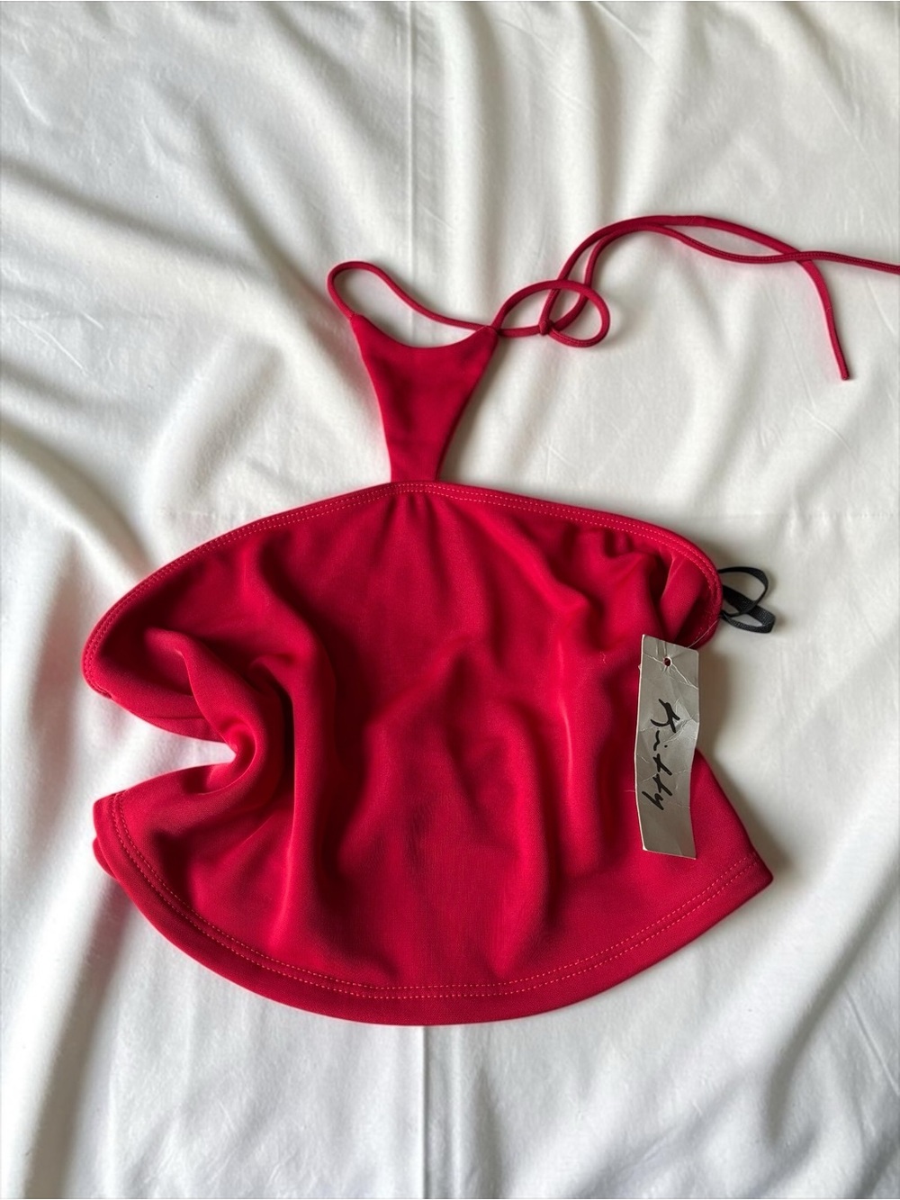 Kitty Y2K 2000s Cherry Halter Tube Crop Top Deadstock Made in USA Size S